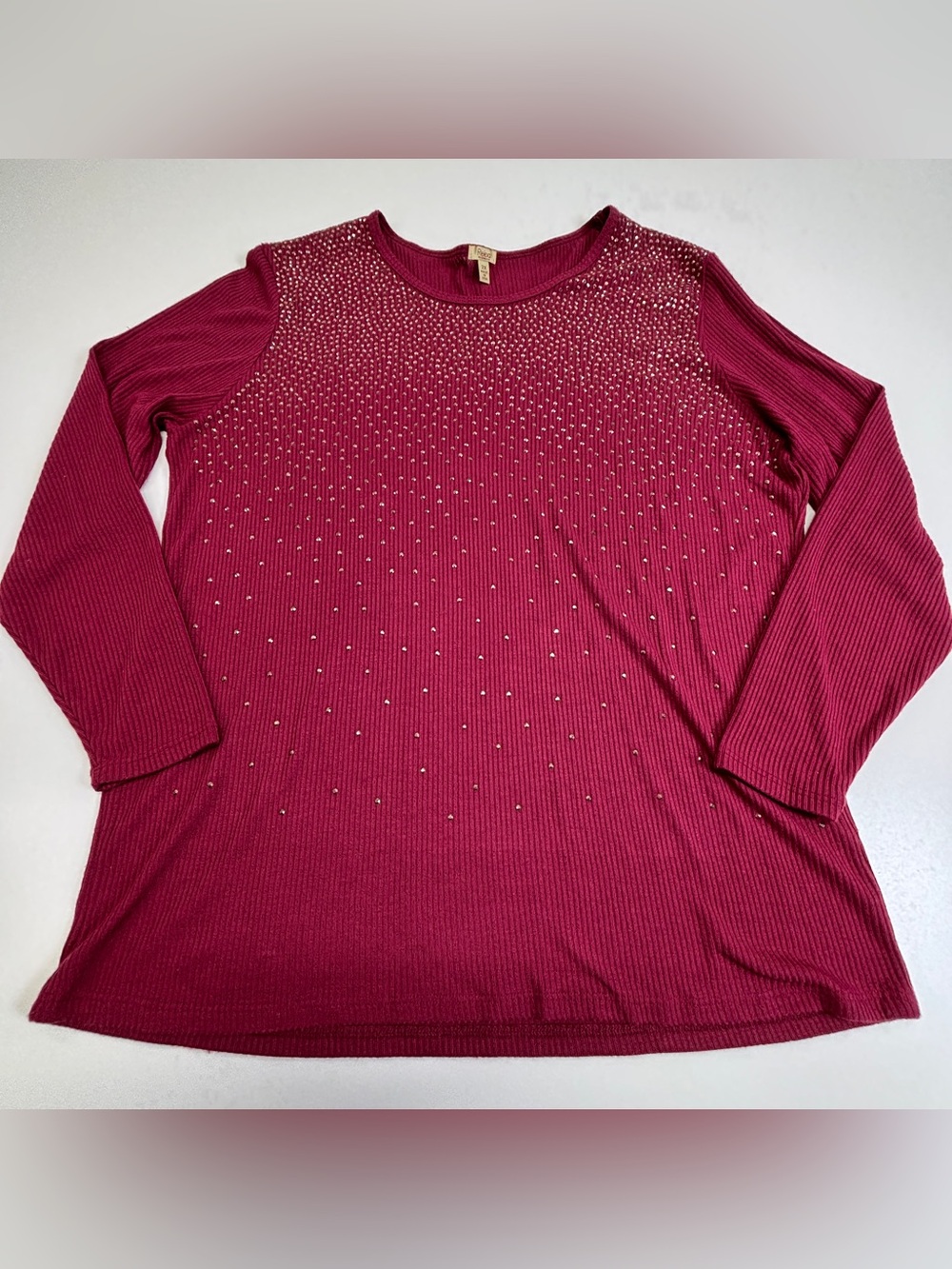 Reba Woman 2X Rhinestone Ribbed Top Made in USA Western Glam